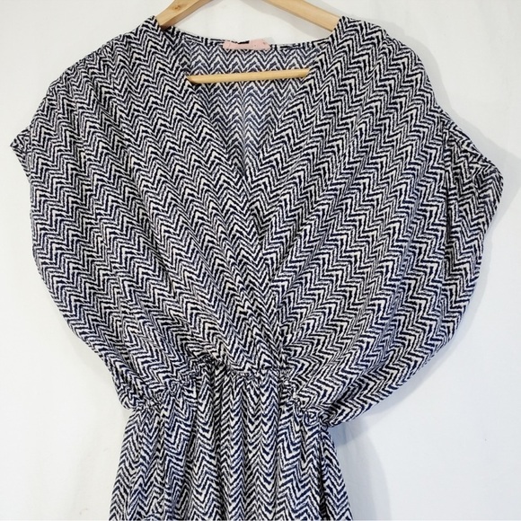 East Adeline Navy & Cream Fit&Flare A-Line Zig Zag
Dress w/ POCKETS! - Picture 5 of 6